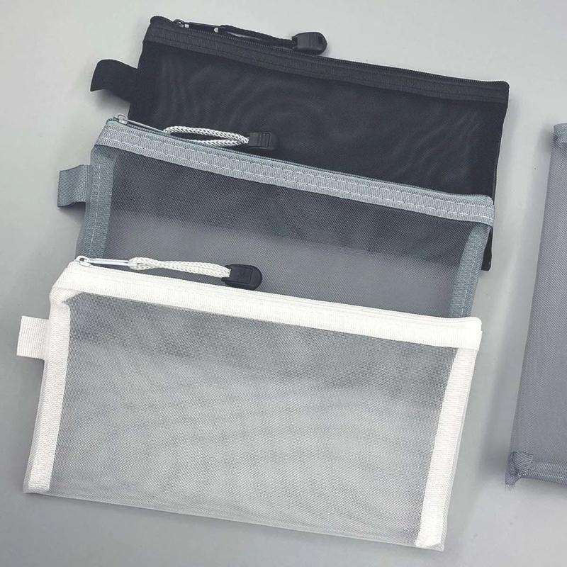 Pencil Bag Mesh Student Transparent Examination Bag Large Capacity Stationery Bag Zipper Pencil Bag Admission Ticket Bag