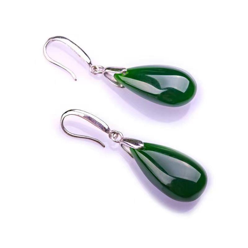 S925 Sterling Silver White Jade Fashion Earrings – Versatile, Elegant, Simple Style