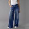 Womens High Waisted Jeans Stretchy Flared Straight Leg Loose Trendy Hem Denim Pants