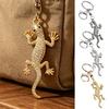 Schlüsselanhänger Anhänger Funkelnde Strasssteine Gecko Form Zinklegierung Schlüsselhalter mit Galvanisiertem Karabinerhaken Rucksack Zubehör