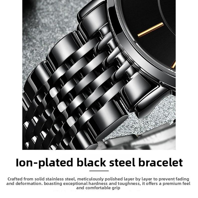 JINSHIDUN Brand Thin Automatic Mechanical Watch Double Calendar Waterproof Men's Watch