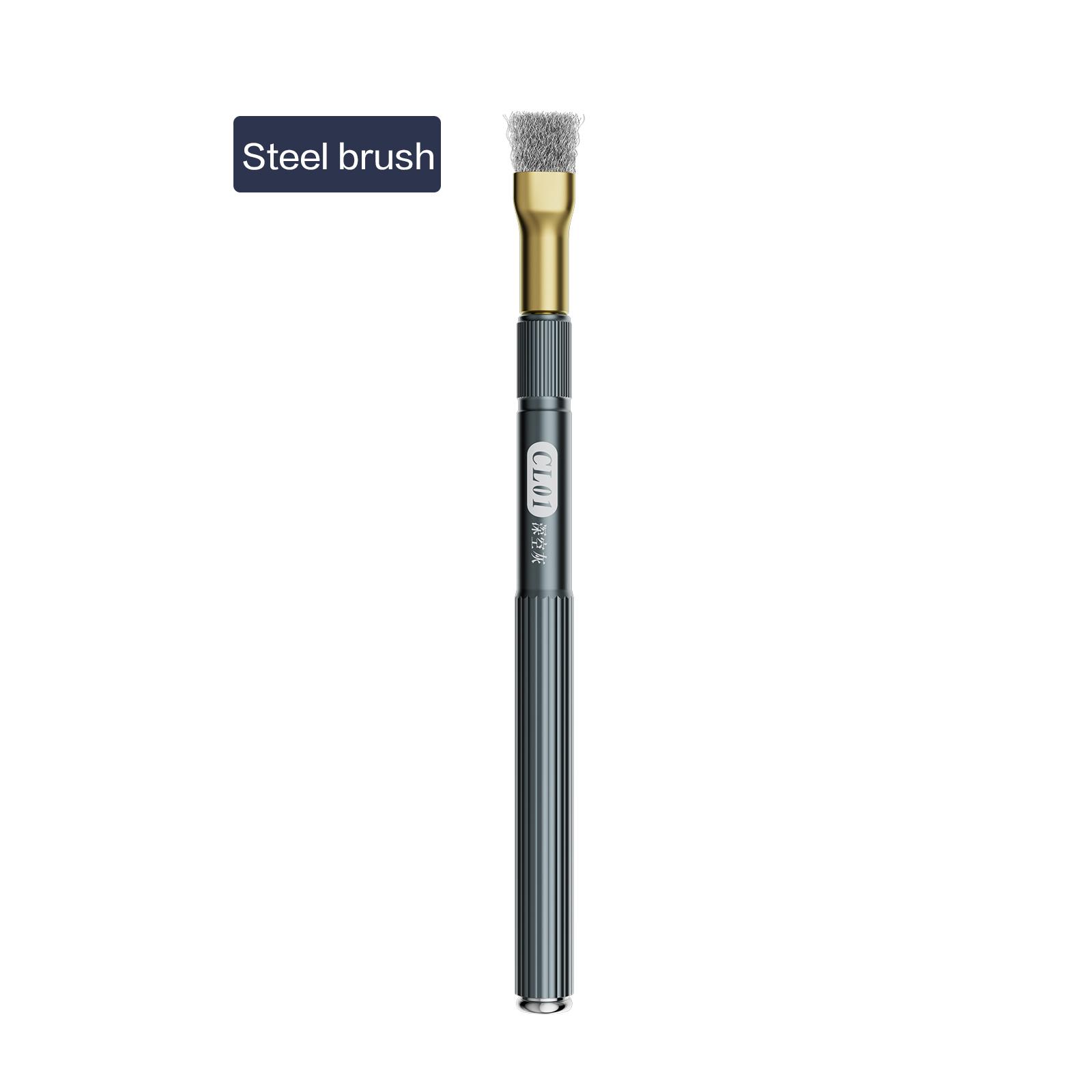 I2C CL01 Motherboard IC Glue Removal Brush, Dual-Head Steel & Bristle Cleaning Brush Phone Repair IC Solder Pad Steel Brush