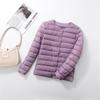 Women's Collarless Lightweight Down Jacket - 2025 Autumn/Winter, Short Style, Long Sleeve, Solid Color, Warm Inner Wear.