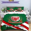 3pcs Custom Name Wales Bedding Set Duvet Cover Closure Includes 1 Duvet Cover & 2 Pillowcases, Soft and Comfortable for All Seasons.