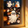 No Glue Glass Film Halloween Static Window Clings Stickers with Ghost Cat Bat Clings Patterns Reusable Holiday Decals for Shop Windows Party