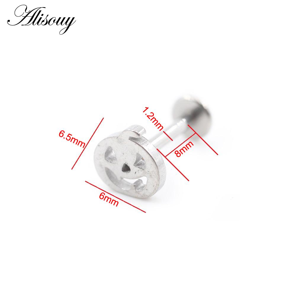 1PC Stainless Steel Halloween Pumpkin Bat Ghost Star Tragus Helix Labret Lip Rings Cartilage Ear Earring Piercing Body Jewelry