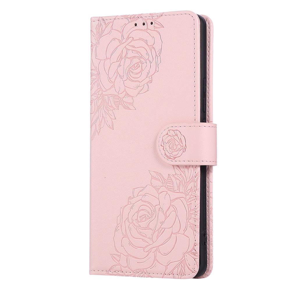 For Samsung Galaxy A07 4G/A06 4G/A06 5G Case Rose Flower PU Leather Wallet Phone Cover with 3 Card Slots/Wrist Strap