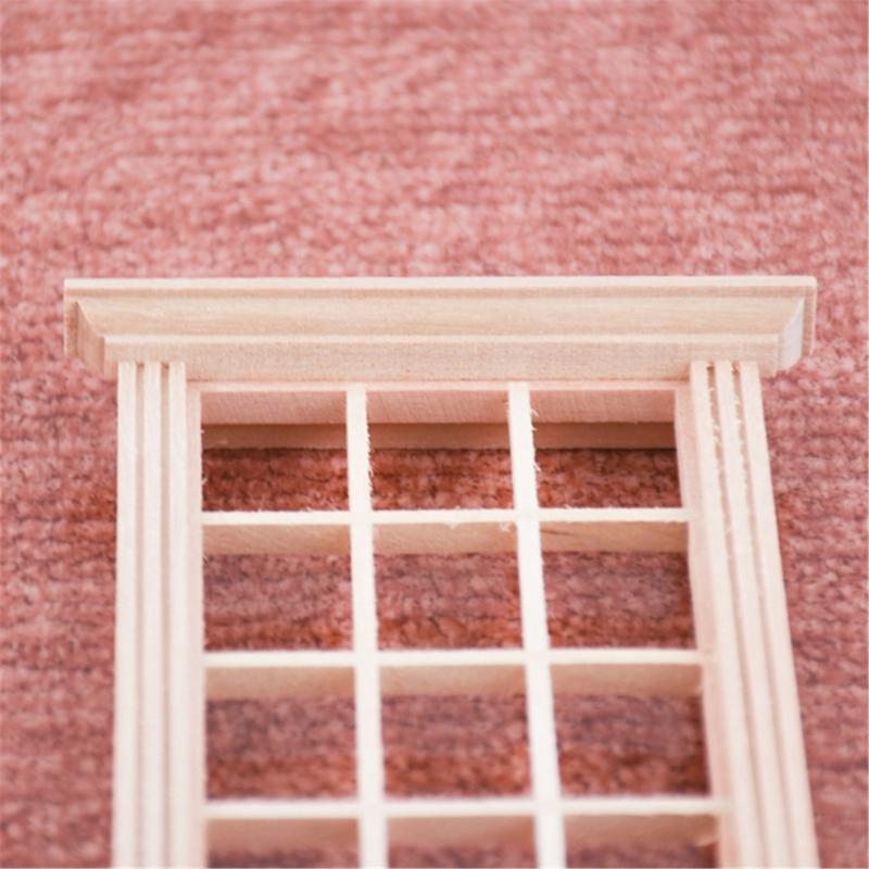 Multipurpose 4Pcs Dollhouses Miniature Sturdy Wood Window 1 12 Scale Child Model Furniture for Home Decoration