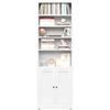 Metal Bookshelf with 5 Levels and Door, Industrial White, Adjustable Shelves, Dimensions H 180 x W 60 x D 23.6 cm, for Living Room, Office and Library