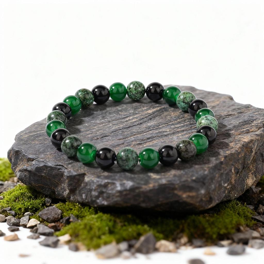 Festive Gifts Green Agate African Turquoise Black Onyx Beaded Bracelet Natural Fashion Jewelry For Men Women Daily Wear Gift