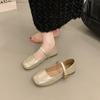Silver Mary Jane shoes women's head French word with thick heel temperament gentle light mouth 2025 new single shoes flat bottom