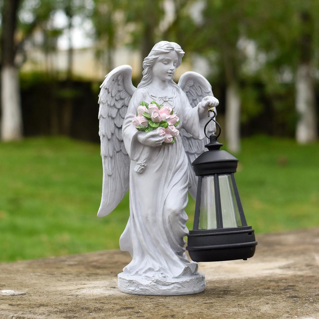 Angel Lantern Garden Statue - Angel Girl Outdoor Solar Garden Decorative Item - Night Light Decoration