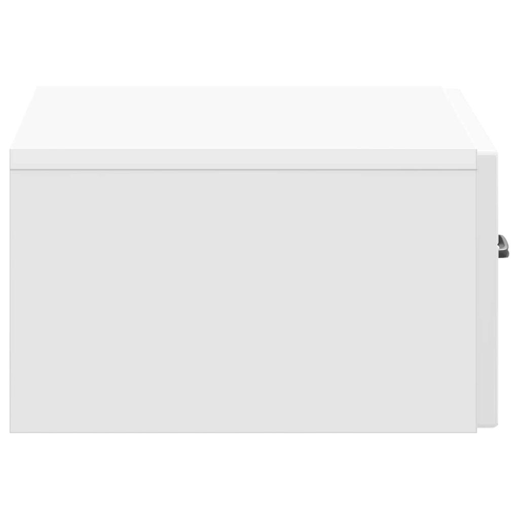 Wall Mounted Nightstand High Gloss White 49 x 34.5 x 20 cm