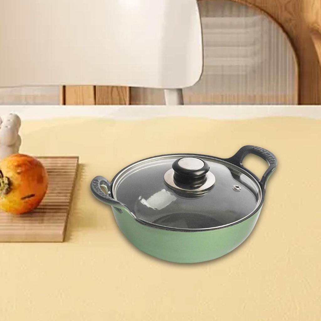 Olla de hierro fundido esmaltado, cacerola portátil compacta para cocina, picnic y camping.