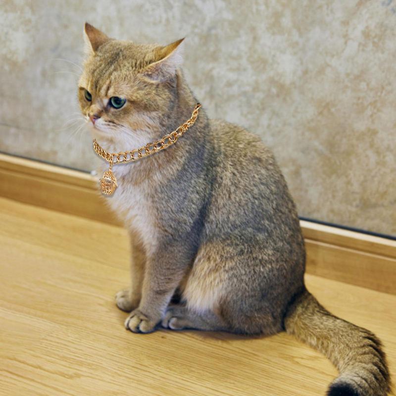 Cat Chain Collar With Bell Fashion Design Dog Necklace Collar Cat Necklace Puppy Chain Collar Fashion Jewelry For Cats Dogs