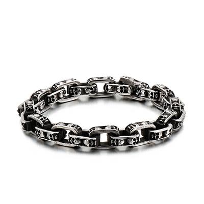 Men'S Stainless Steel Creative Skull Bracelet, Personalized Punk Locomotive Ghost Head Bracelet, Titanium Steel Jewelry