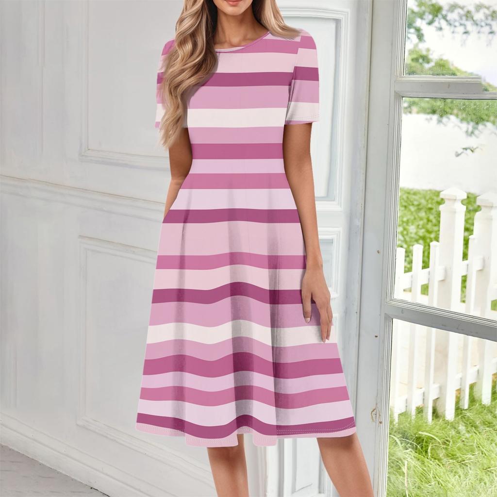 Dresses For Women Summer Casual Button Up V-neck Short Sleeve Wear To Work Dresses
