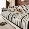 Chenille Sofa Cover, Non-Slip Sofa Protector, Striped Couch Cover for Double Sofa, Universal Fit, Four Seasons