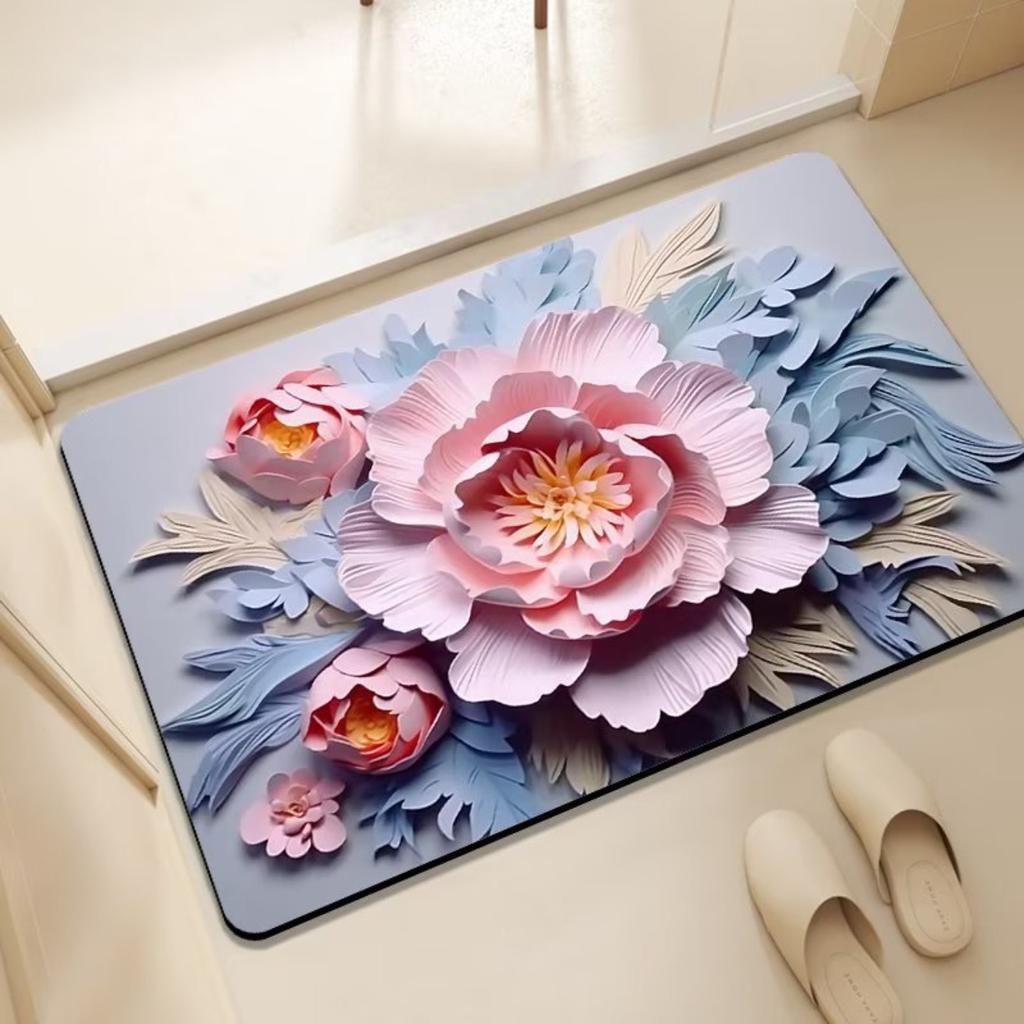 Diatom Printing Bathroom Thickening Mat Bath Non-slip Carpets In Wash Basin Bathtub Side Floor Rug Shower Room Doormat Memory Foam 3D Pad