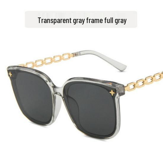 Fashionable Large Frame Chain Sunglasses - Unisex UV Protection, Street Style as Seen on Douyin Live Broadcast and Xiaohongshu