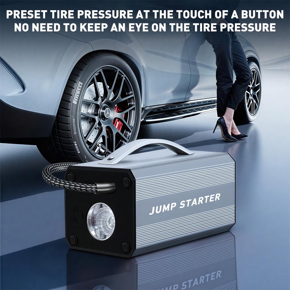 Demaror auto portabil 1600A Pompă de umflat 12V Demaror baterie auto Booster Dispozitiv de pornire pentru 8.0L benzină și 4.0L diesel