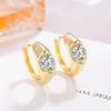 Charm Female White Zircon Stone Hoop Earrings Vintage Fashion Gold Color Wedding  For Women