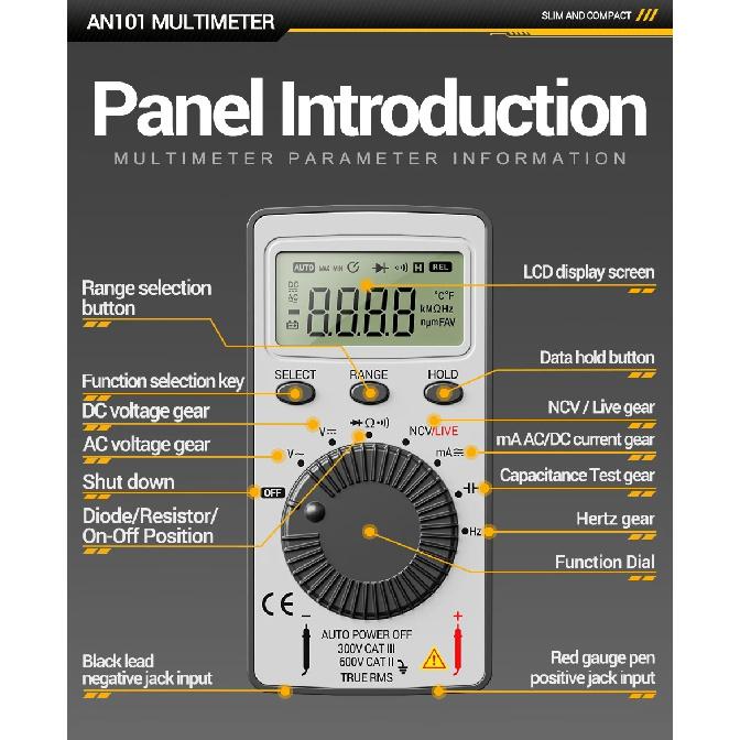 Digital Mini Multimeter ANENG AN101 4000 Counts Professional AC/DC Voltage Tester Automotive Current Tester Electrician Tools