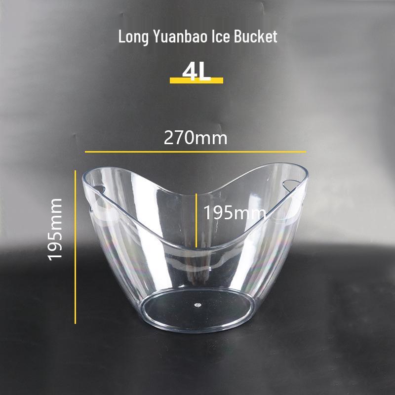 Yuanbao Transparent Plastic Ice Bucket for Wine, Beer, and Champagne - Handheld with Ears