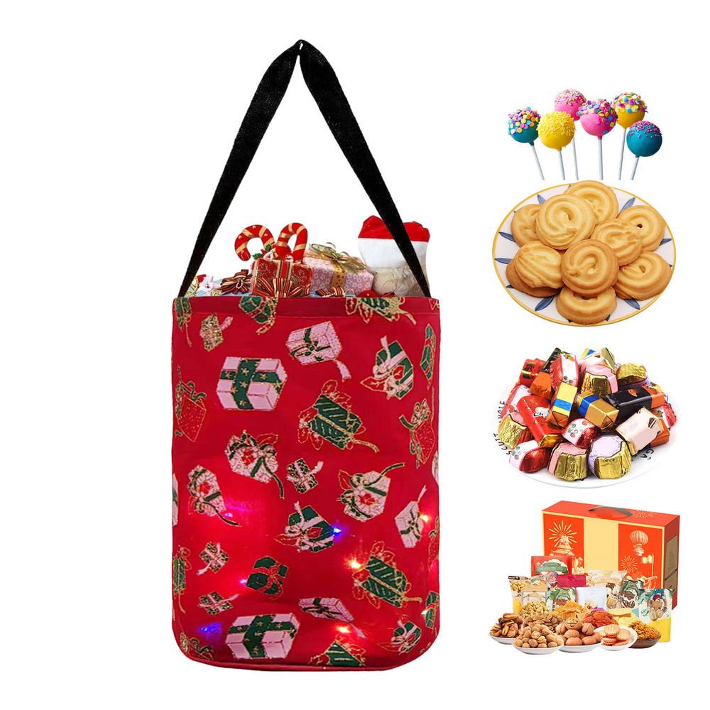 LED Halloween Bucket Multipurpose Reusable Goody Bucket Polyester Multipurpose Reusable Goody Bucket Glowing Christmas Candy Bag