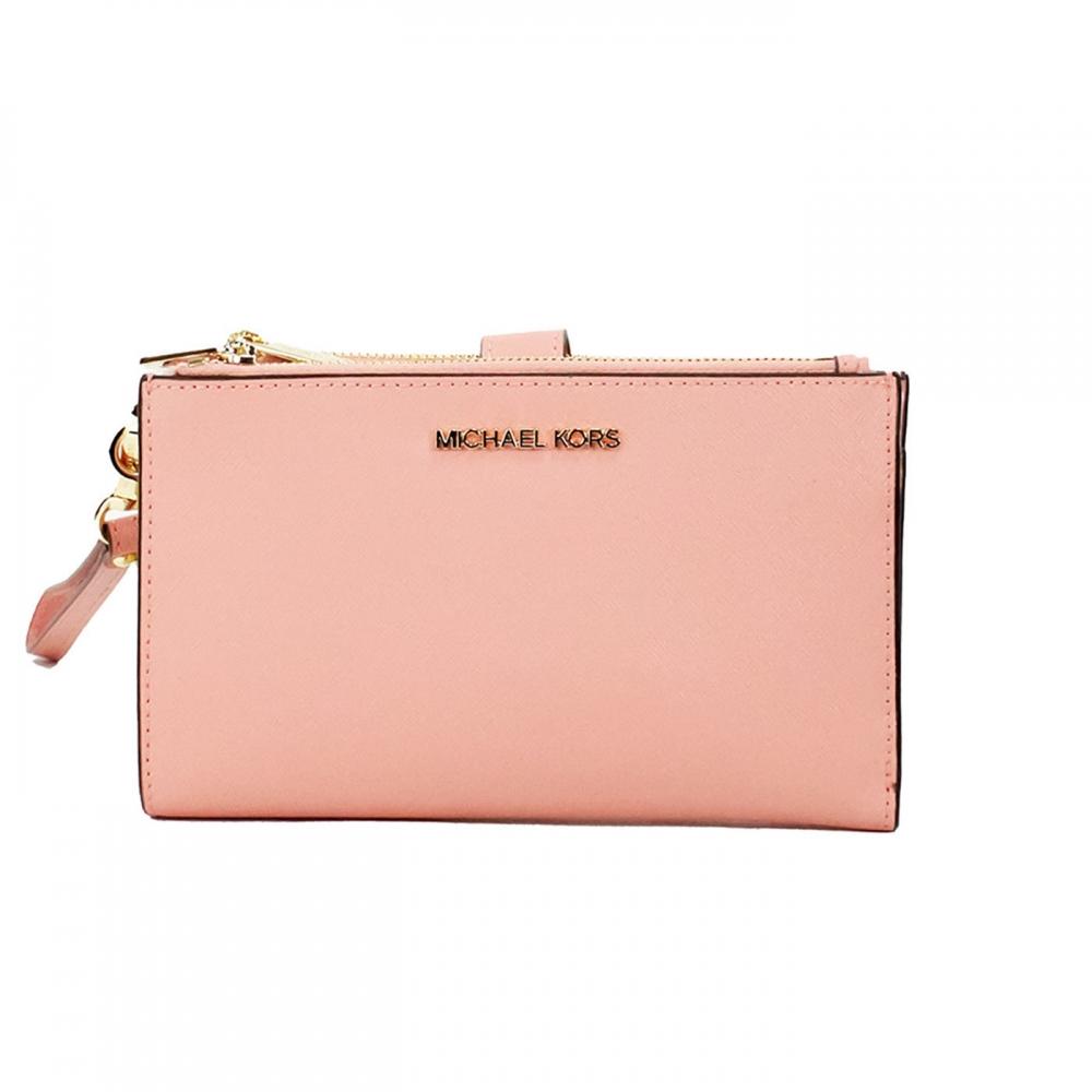 

Michael Kors Jet Set Travel Primrose Leather Большой браслет с двойной молнией Женский кошелек мульти