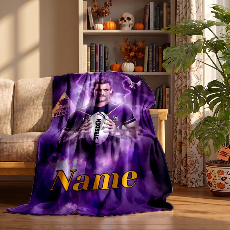 Melbourne Storm Custom Flannel Blankets Soft Warm Cozy Throws for Home Decor Holiday Gifts