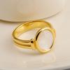 Elegant Fashion Signet Ring Gold Plated Stainless Steel Jewelry Rings 316l Round Shape Shell Band Ring
