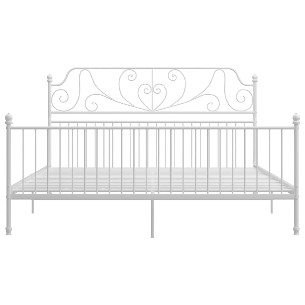 Vidaxl Bed Frame, White, Metal, 180 X 200 Cm