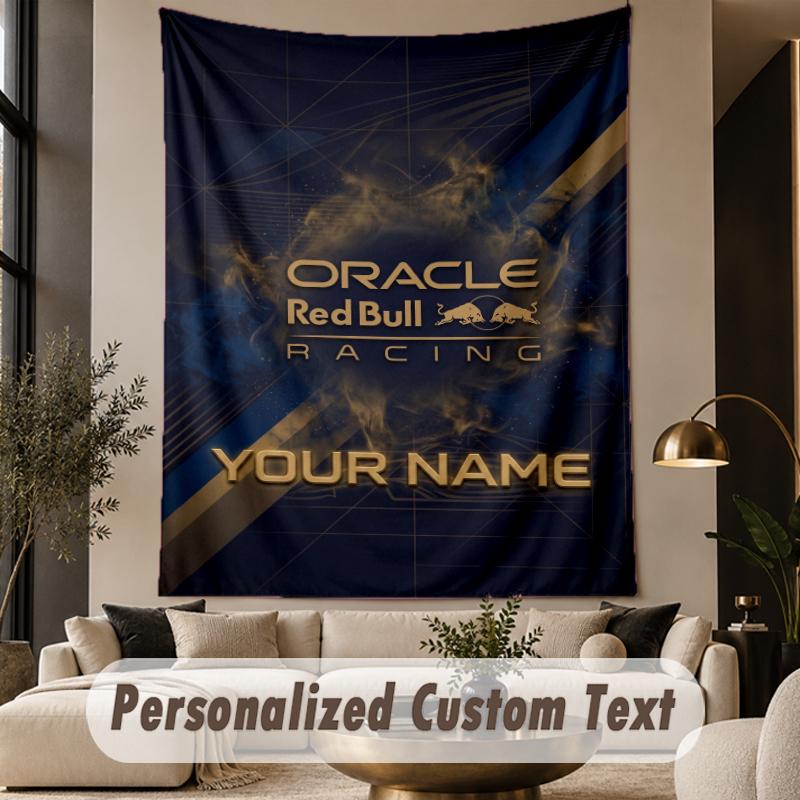 Custom Text Tapestry Red Bull Racing Print Wall Tapestry Indoor Living Room Wall Decor