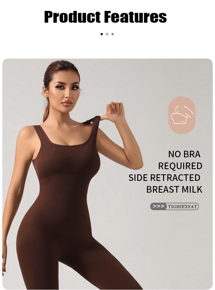 Seamless Elastic Yoga Jumpsuit Set for Women