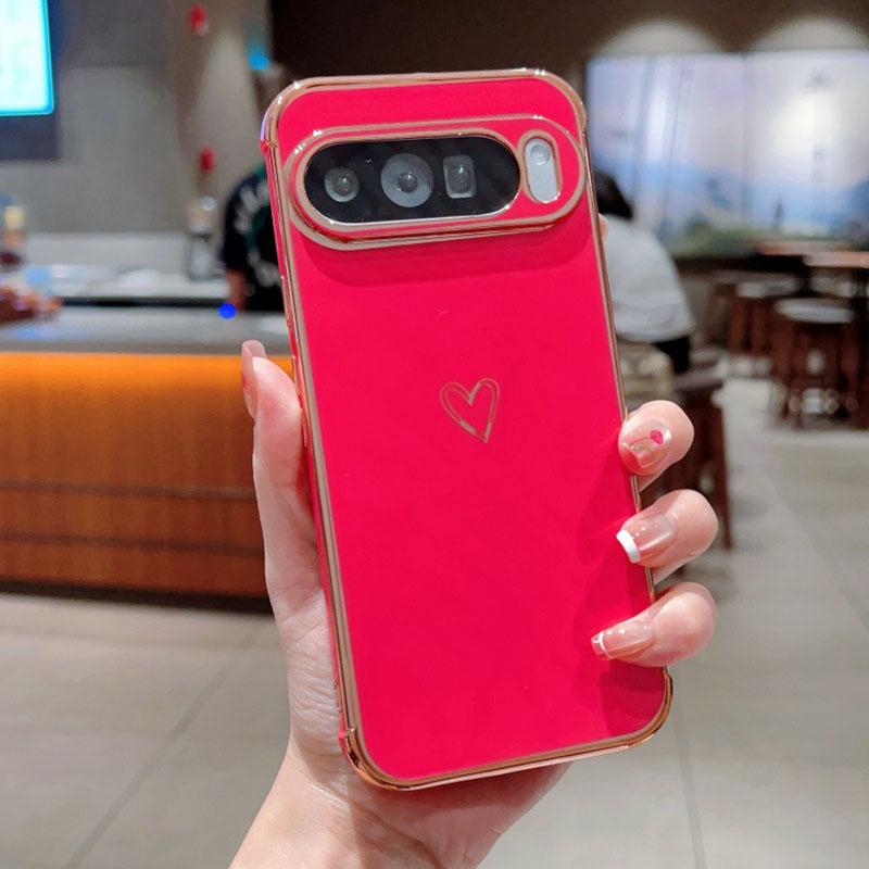 

Electroplating Love Heart Phone Cases For Google Pixel10 Pro Pixel9 Pixel8 Pixel7A Shockproof Back Covers For Pixel 7A