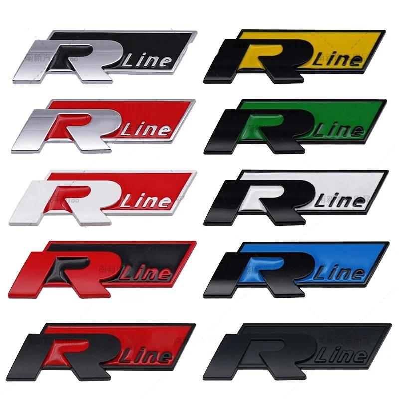 1Pc Metal Rline Emblem Car Front Grille Badge Rear Trunk Sticker for BORA CC GOLF JETTA MK4 PASSAT Polo SR32 Lavida