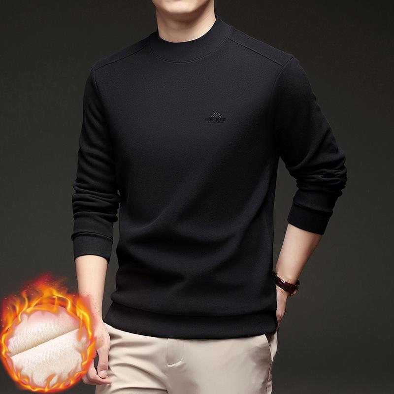 

2025 Winter Plus Velvet High-Collar Youth Casual Long Sleeve T-Shirt XL чорний