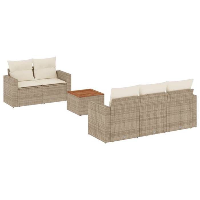 VidaXL Garden Lounge Set with Cushions 6 Pcs, Patio Sofas, Patio Furniture Set, Outdoor Furniture, Beige 3256338