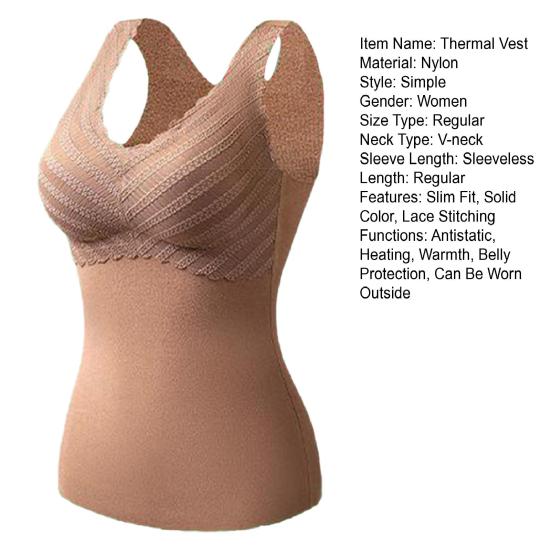 Thermal Vest V-Neck Sleeveless Chest Pad Underwear Vest Seamless Velvet Lining Autumn Winter Warm Bottom Vest