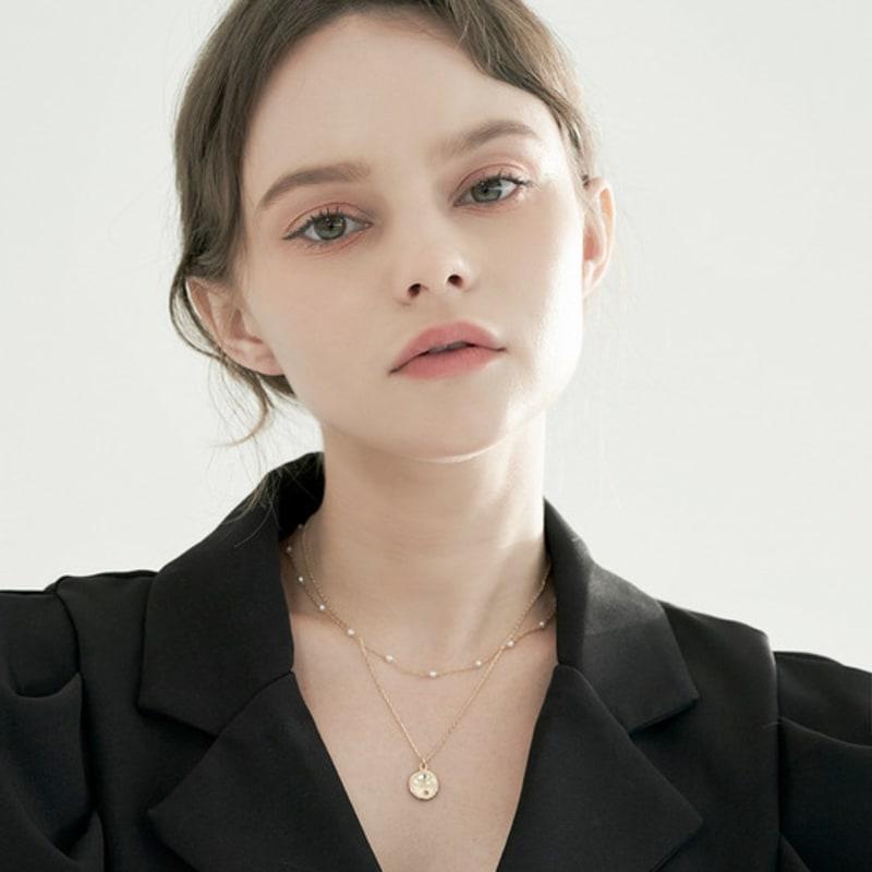 BESTY Lina Set - [925 Silver] Concave Circle Necklace