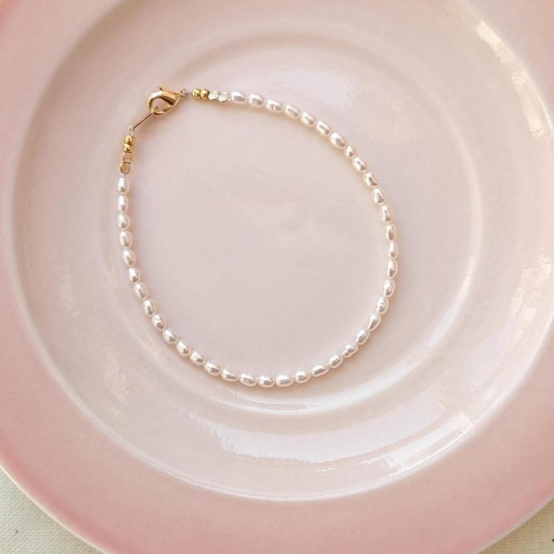 Hengsheng 2-3mm Rice Shape Natural Freshwater Pearl Bracelet for Women 16cm 18cm 20cm Mini Pearl Bracelet Jewelry Gift
