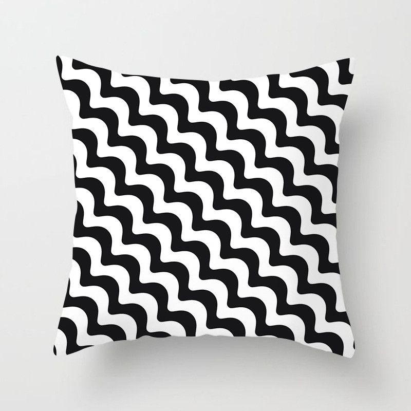 Geometric Cushion Cover Throw Pillow Case Dotted Grid Triangular Art White Black