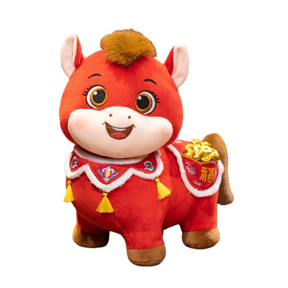 

Soft Plush Horse Plush Doll Chinese Style Chinese Stuffed Horse Doll Chinese New Year Gift 20cm красный