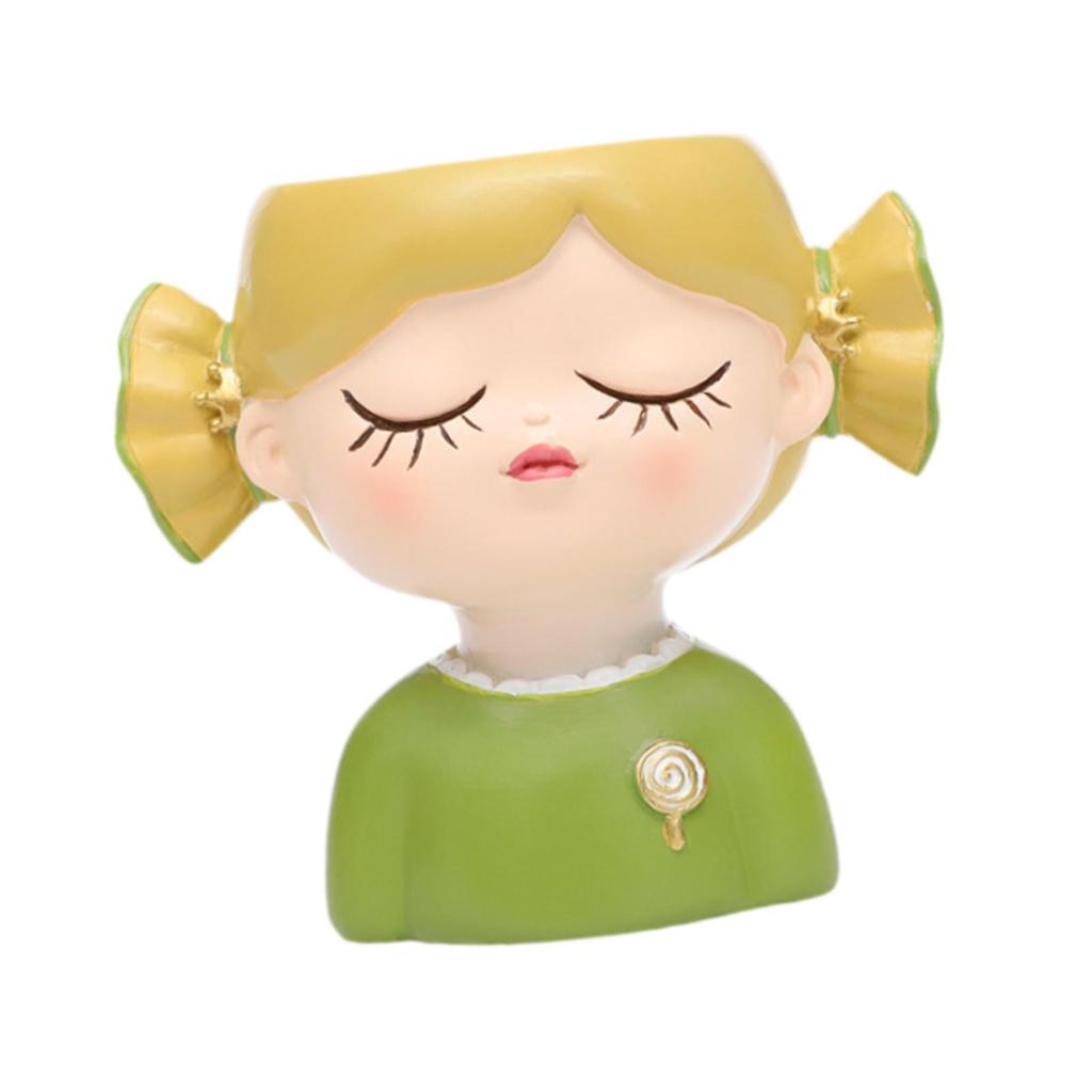 Resin Statue Decors Figurine Sculpture Organizer Indoor Plants Girl Flower Pot for Kitchen Table Centerpiece Desk Garden Home