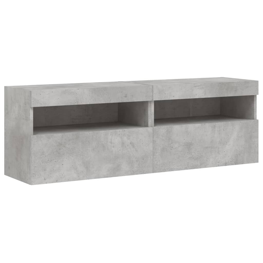 Vidaxl Wall-Mounted TV Cabinets with LED, 2 Pcs., Concrete Grey, 60X30X40 Cm
