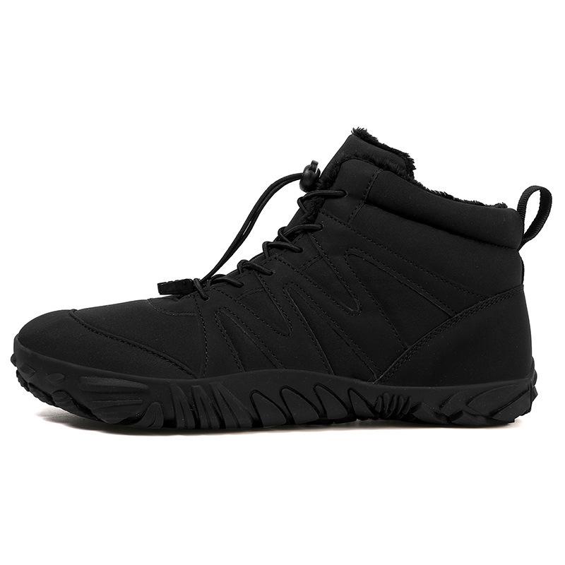 2024 outdoor snow boots men's new winter non-slip waterproof velvet warm cotton shoes women's thick-soled barefoot five-finger shoes