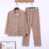 Men's Printed Long Sleeve Knit Cotton Pajama Set with Cardigan Lapel for Spring, Autumn, Winter