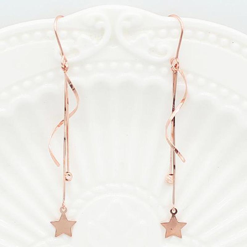 Purple Gold Shiny Flower Long Earrings Women S Classic Fashion Rose Gold Plated Ear Hooks