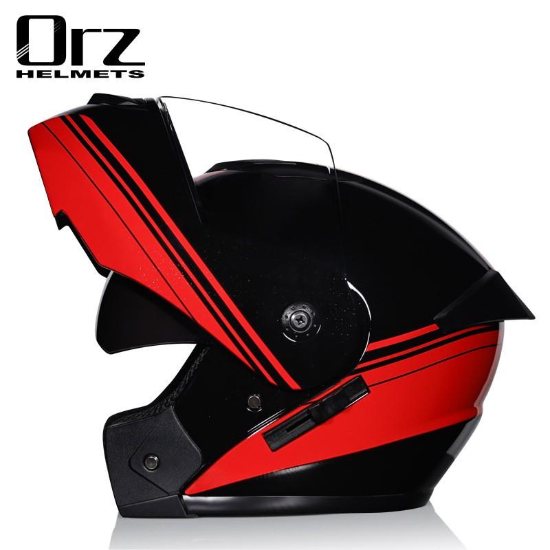 Dual Lens Flip-Up Full Face Motorcycle Helmet Men Women ABS Safety Gear Racing Street Riding